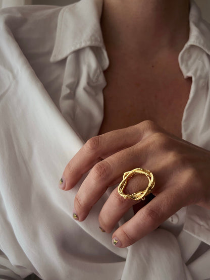 Oval gold filled hollow sterling silver 925 ring - KathyRossJewelry