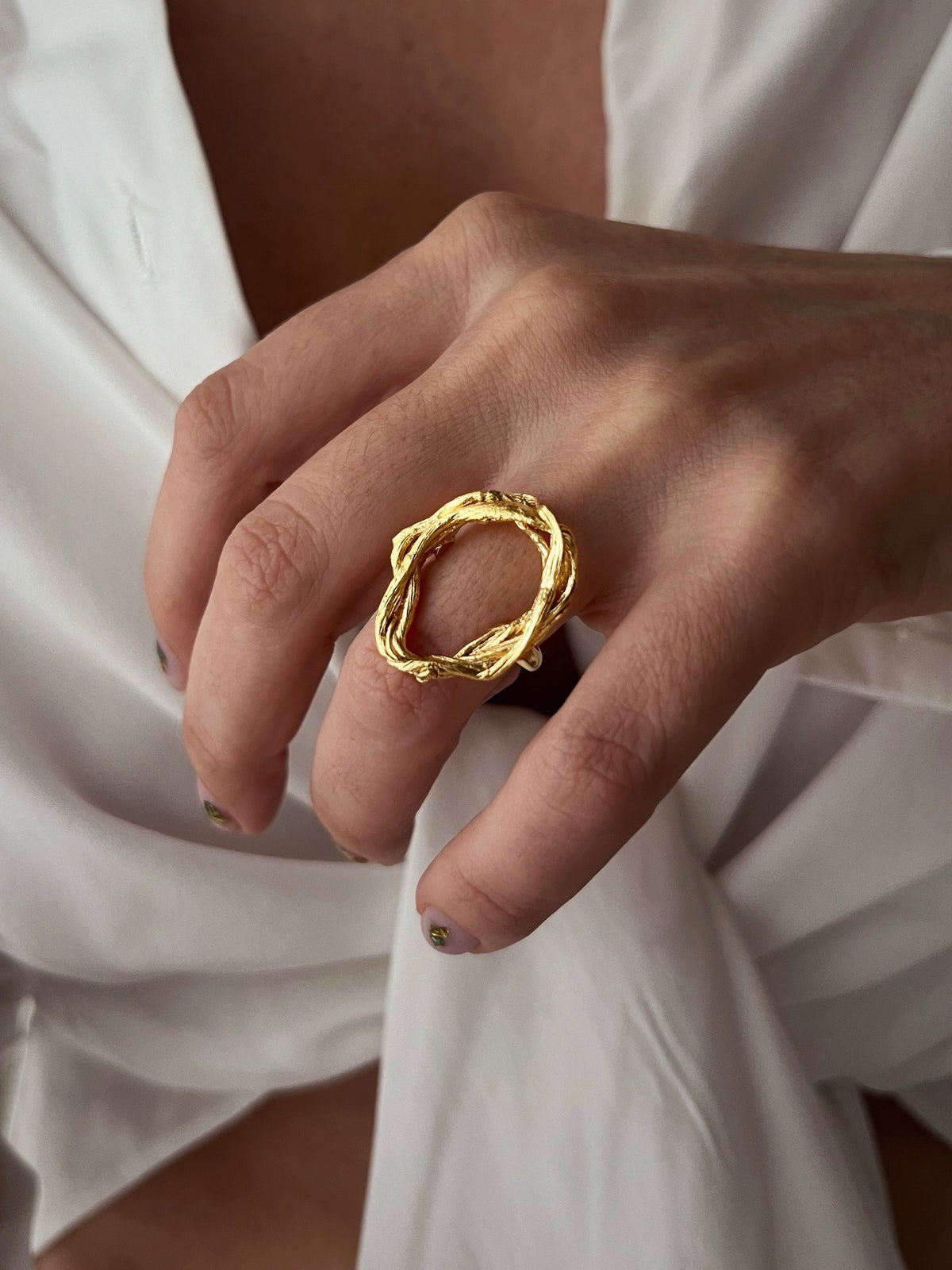 Oval gold filled hollow sterling silver 925 ring - KathyRossJewelry