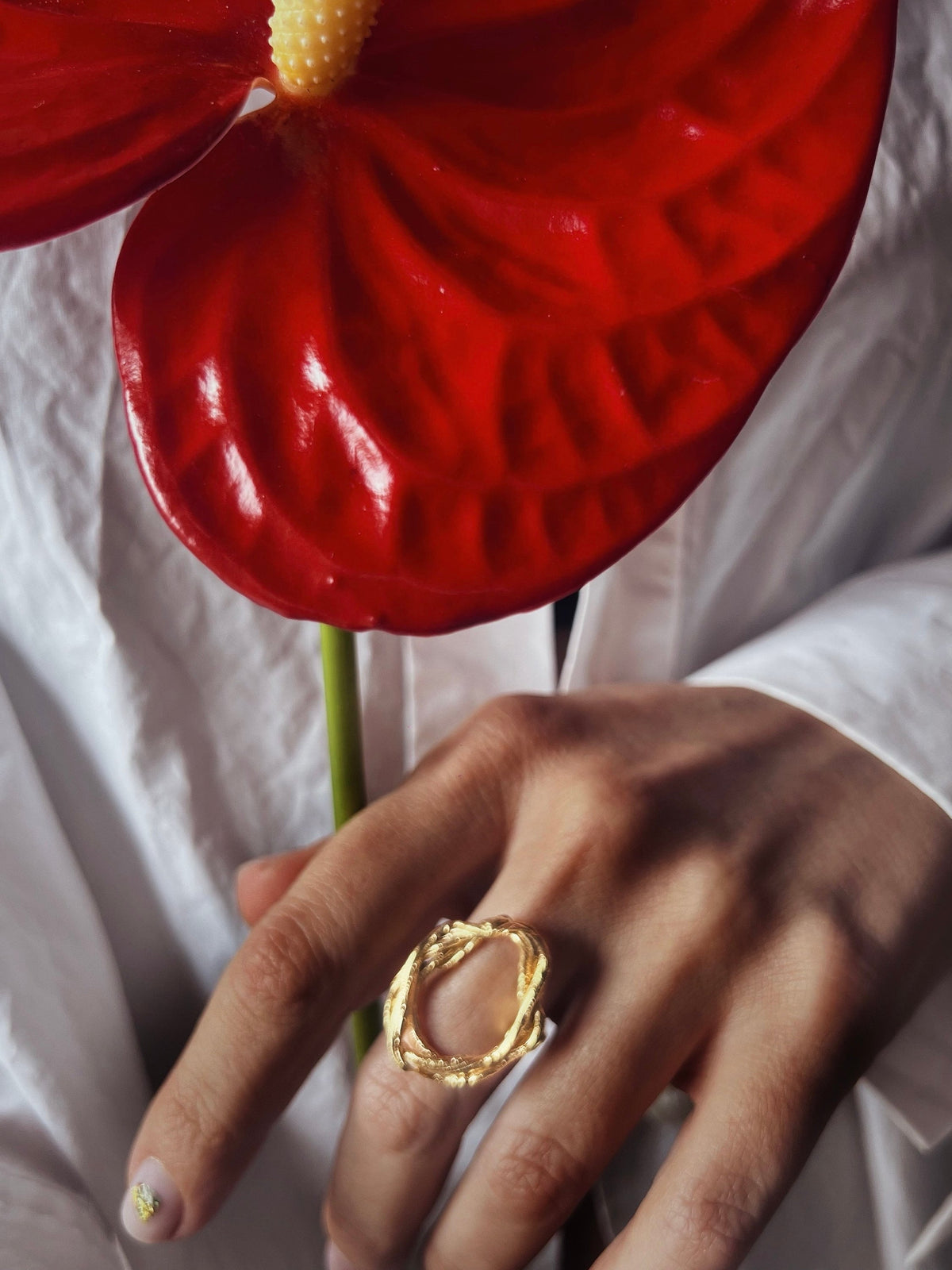 Oval gold filled hollow sterling silver 925 ring - KathyRossJewelry