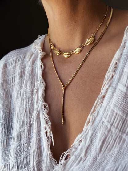 Gold Puka Shells necklace : Gold filled Sterling Silver 925 Cowrie - KathyRossJewelry