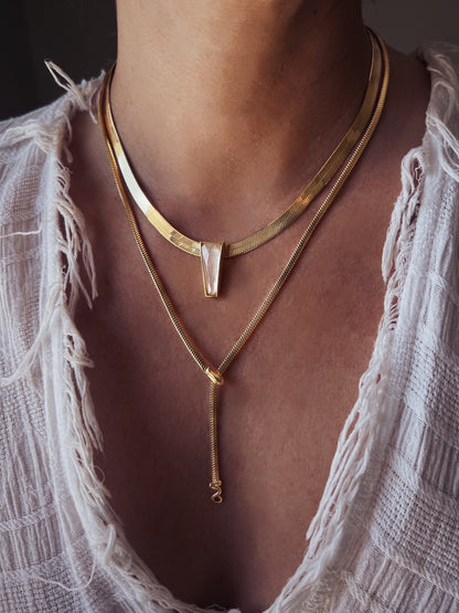 Snake Lariat Necklace: 18K gold filled on sterling silver 925 - KathyRossJewelry