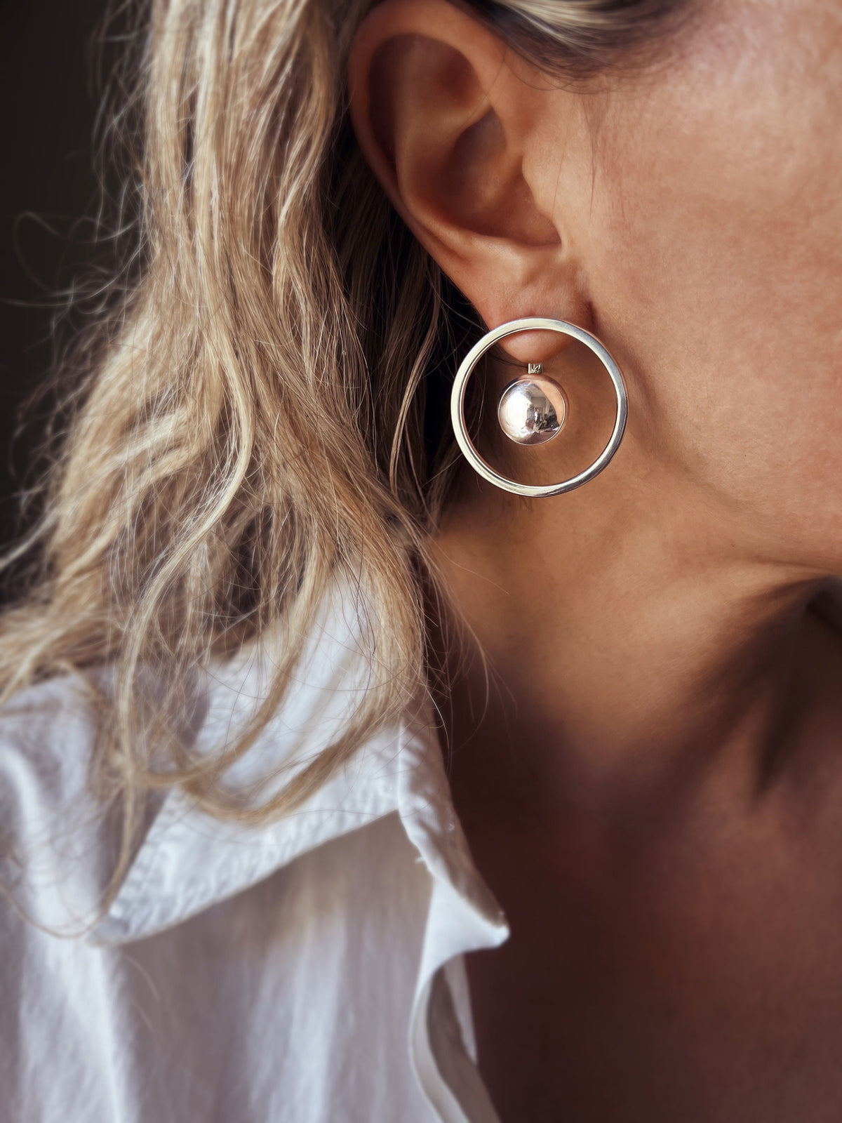 Sterling silver geometric orbital earrings - KathyRossJewelry