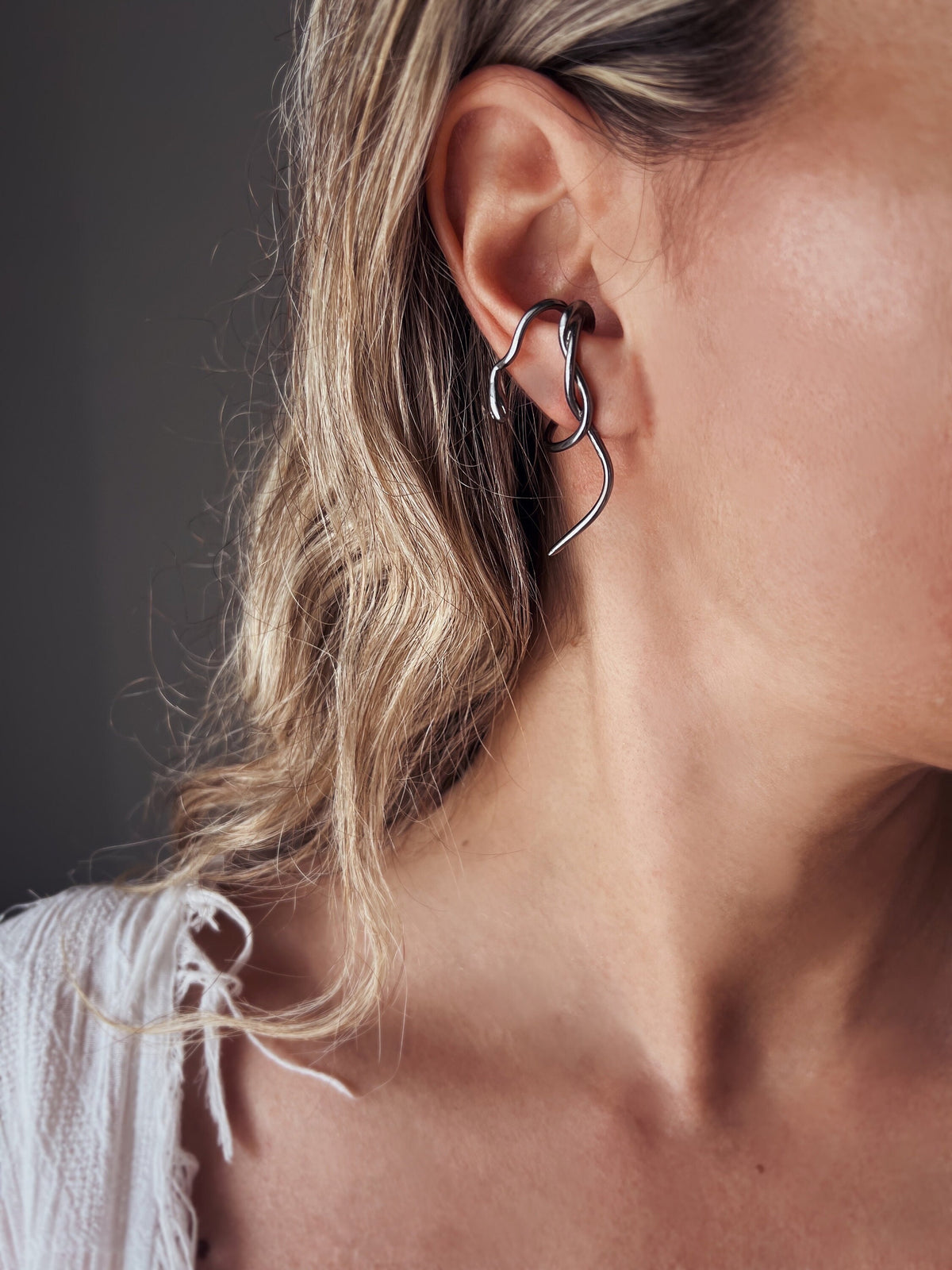 Solid sterling silver 925 serpent snake ear cuff earrings - KathyRossJewelry