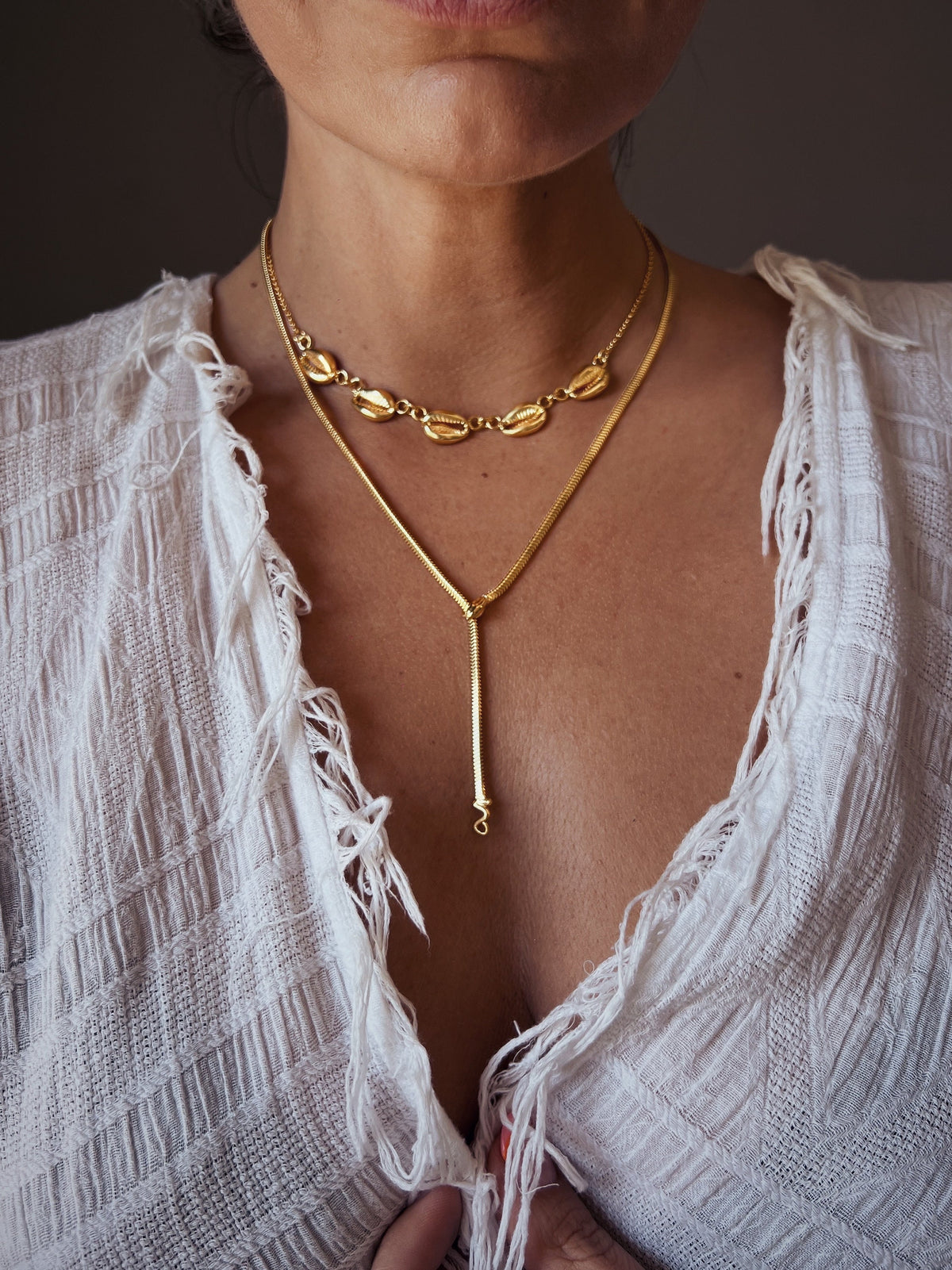Snake Lariat Necklace: 18K gold filled on sterling silver 925 - KathyRossJewelry
