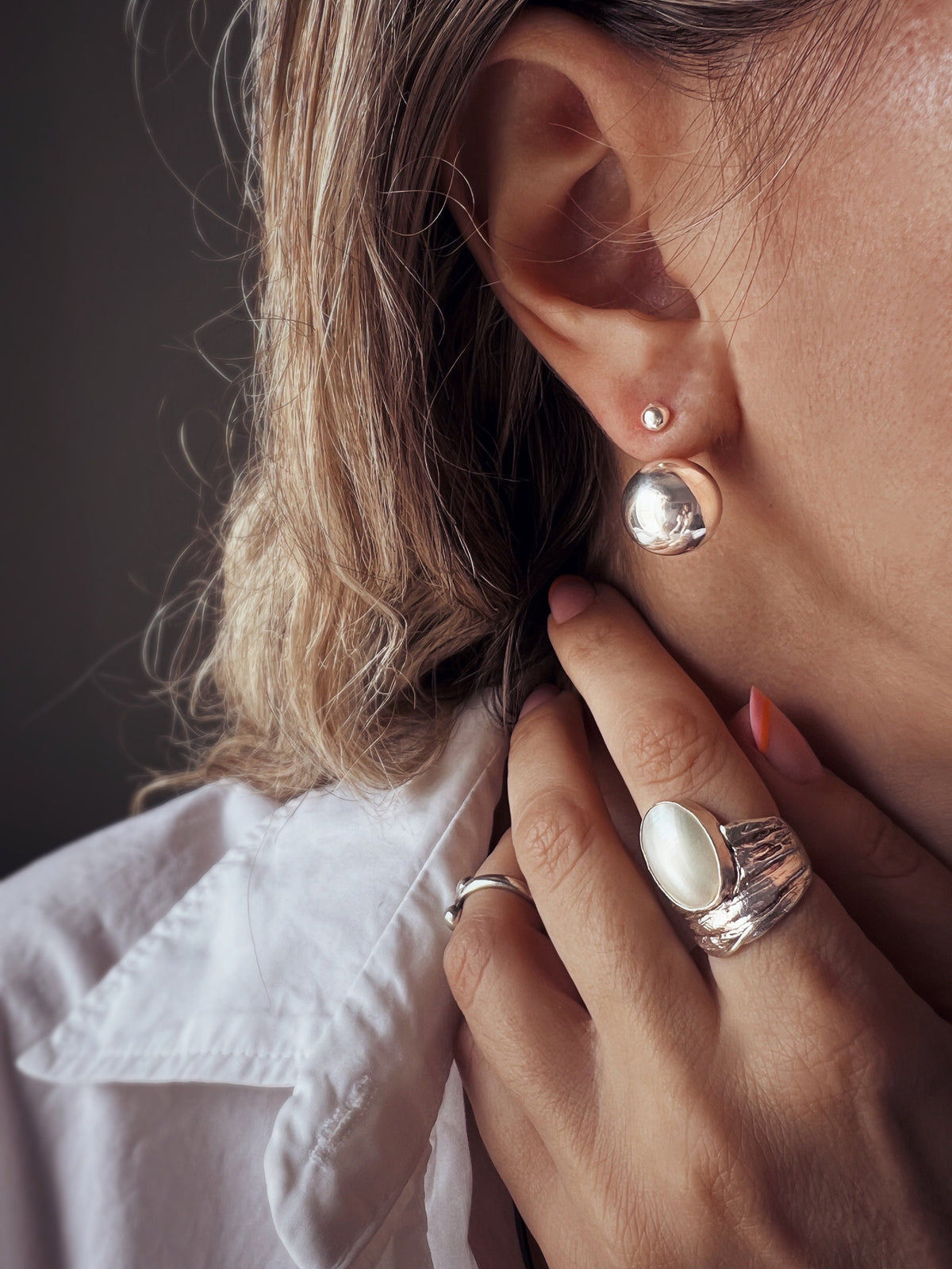 Sterling silver geometric orbital earrings - KathyRossJewelry