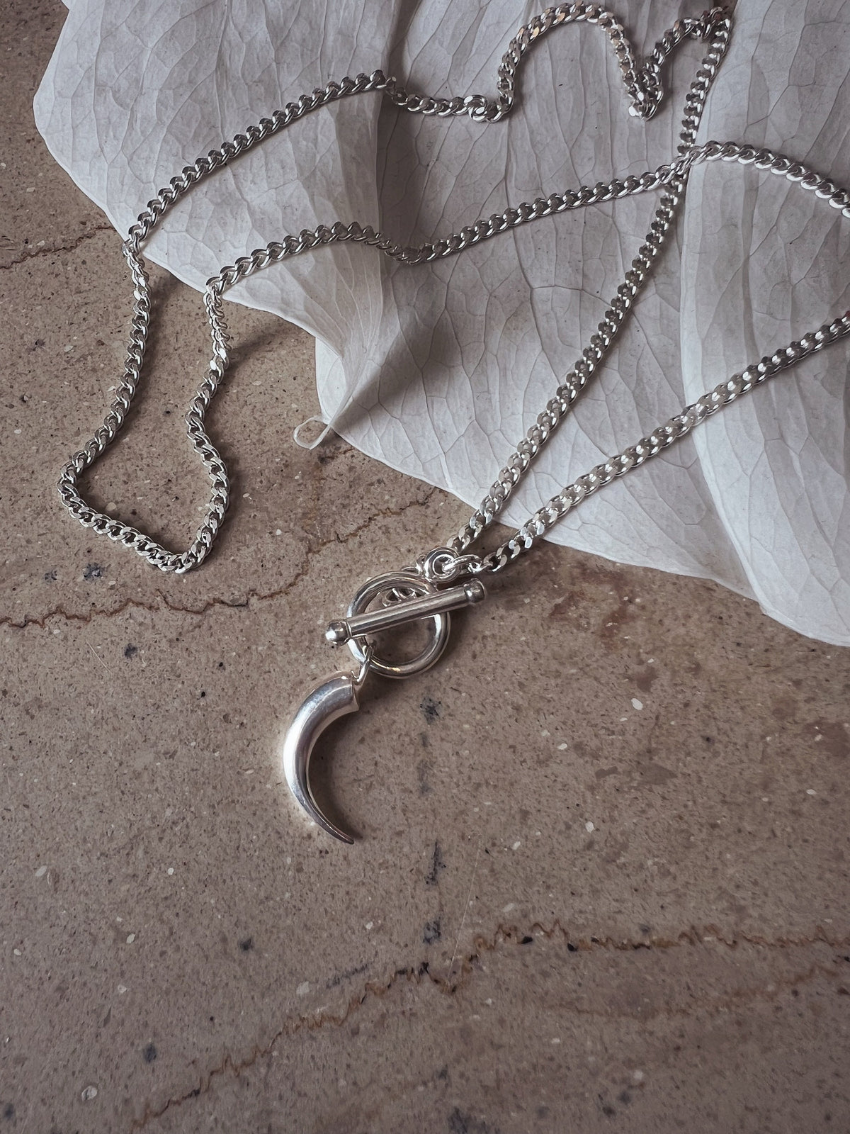Sterling silver 925 curb cuba chain necklace with t bar toggle clasp and charm - KathyRossJewelry