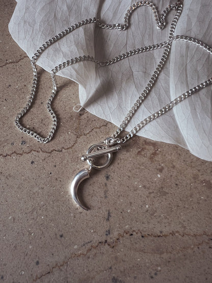 Sterling silver 925 curb cuba chain necklace with t bar toggle clasp and charm - KathyRossJewelry