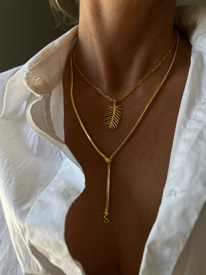 Gold Palm Leaf Necklace: 18k gold filled on silver 925 pendant and chain - KathyRossJewelry