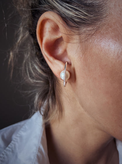 Fine pearl and sterling silver 925 studs suspender earrings - KathyRossJewelry
