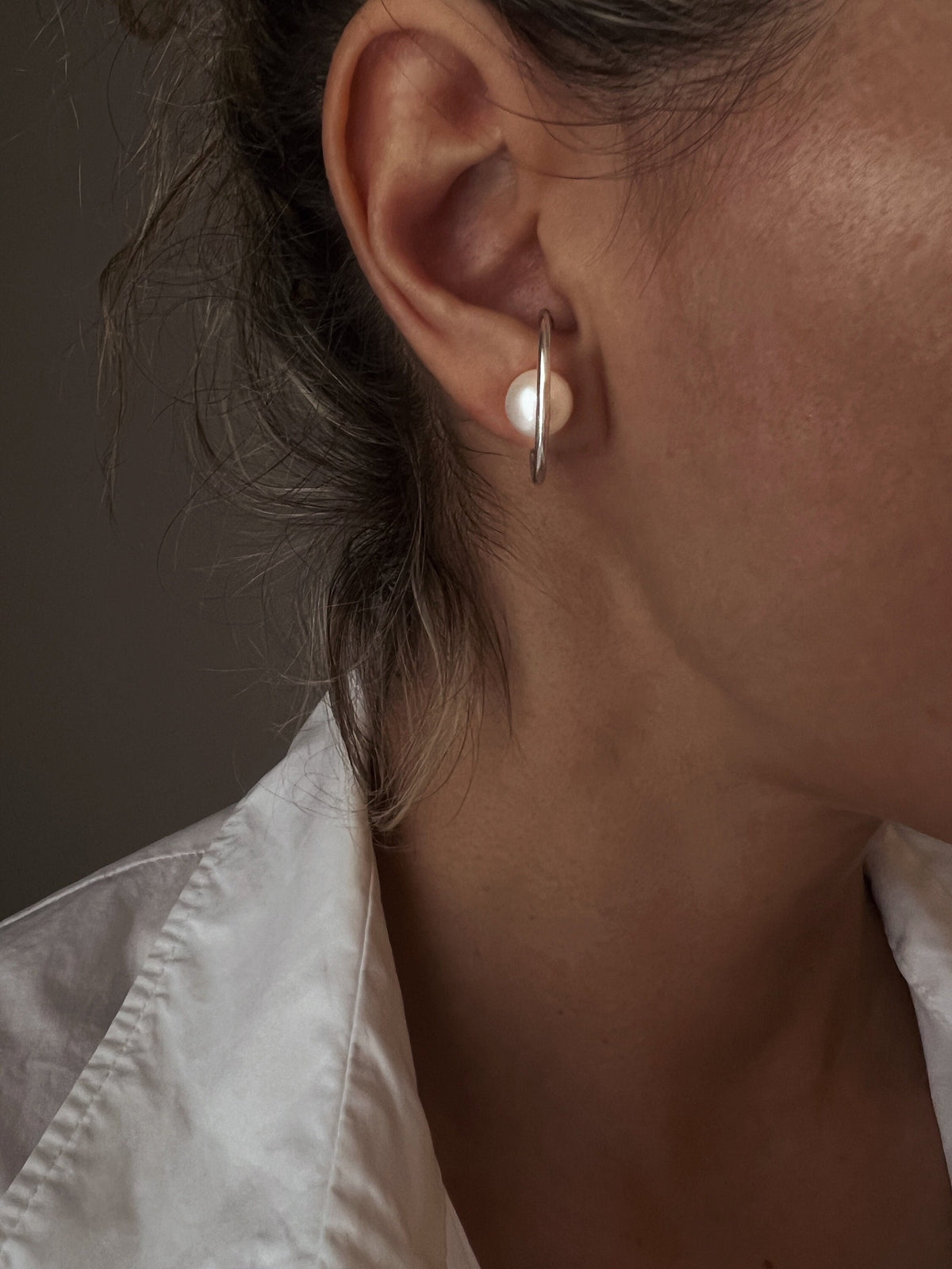 Fine pearl and sterling silver 925 studs suspender earrings - KathyRossJewelry