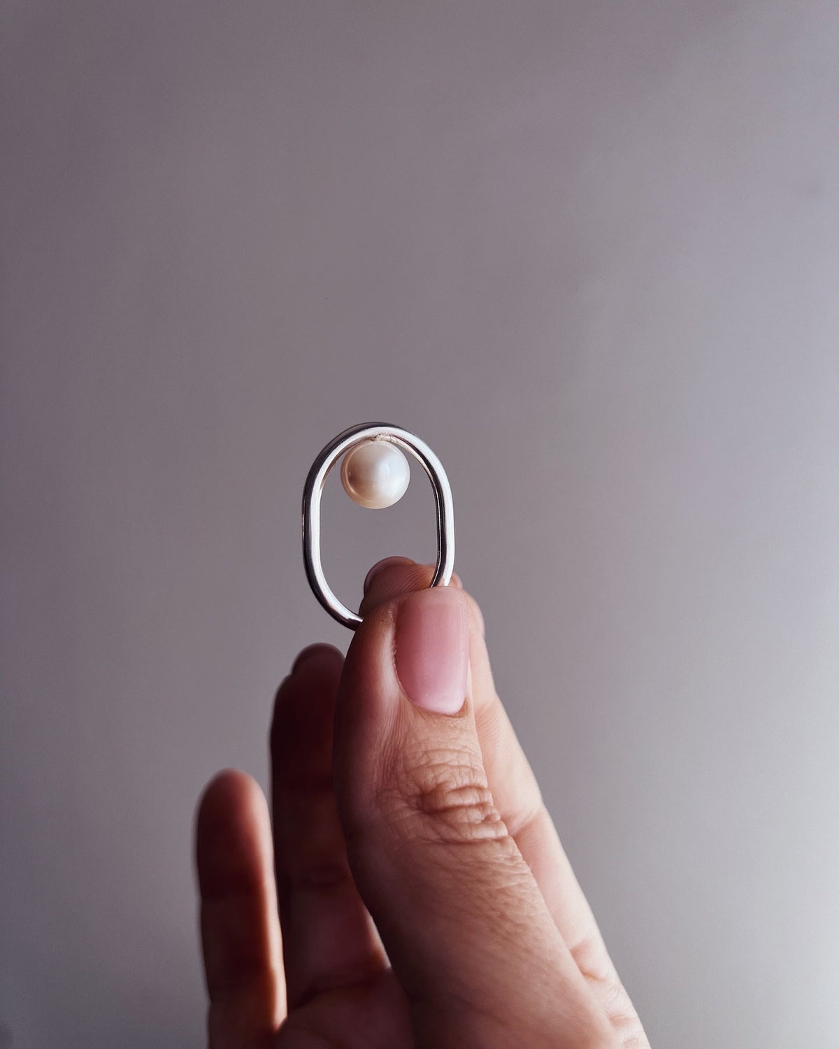 Fine pearl and silver minimalist ring - KathyRossJewelry