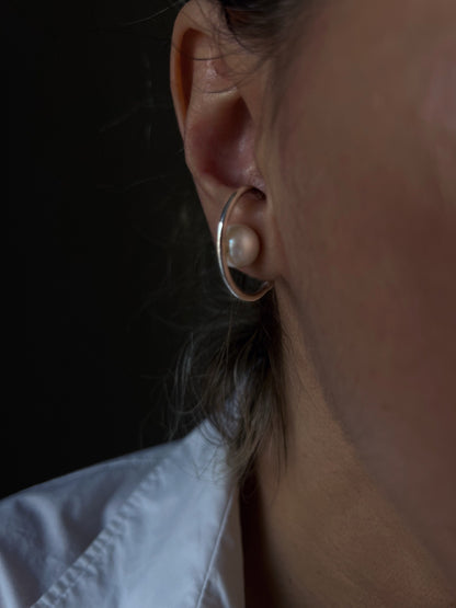 Fine pearl and sterling silver 925 studs suspender earrings - KathyRossJewelry
