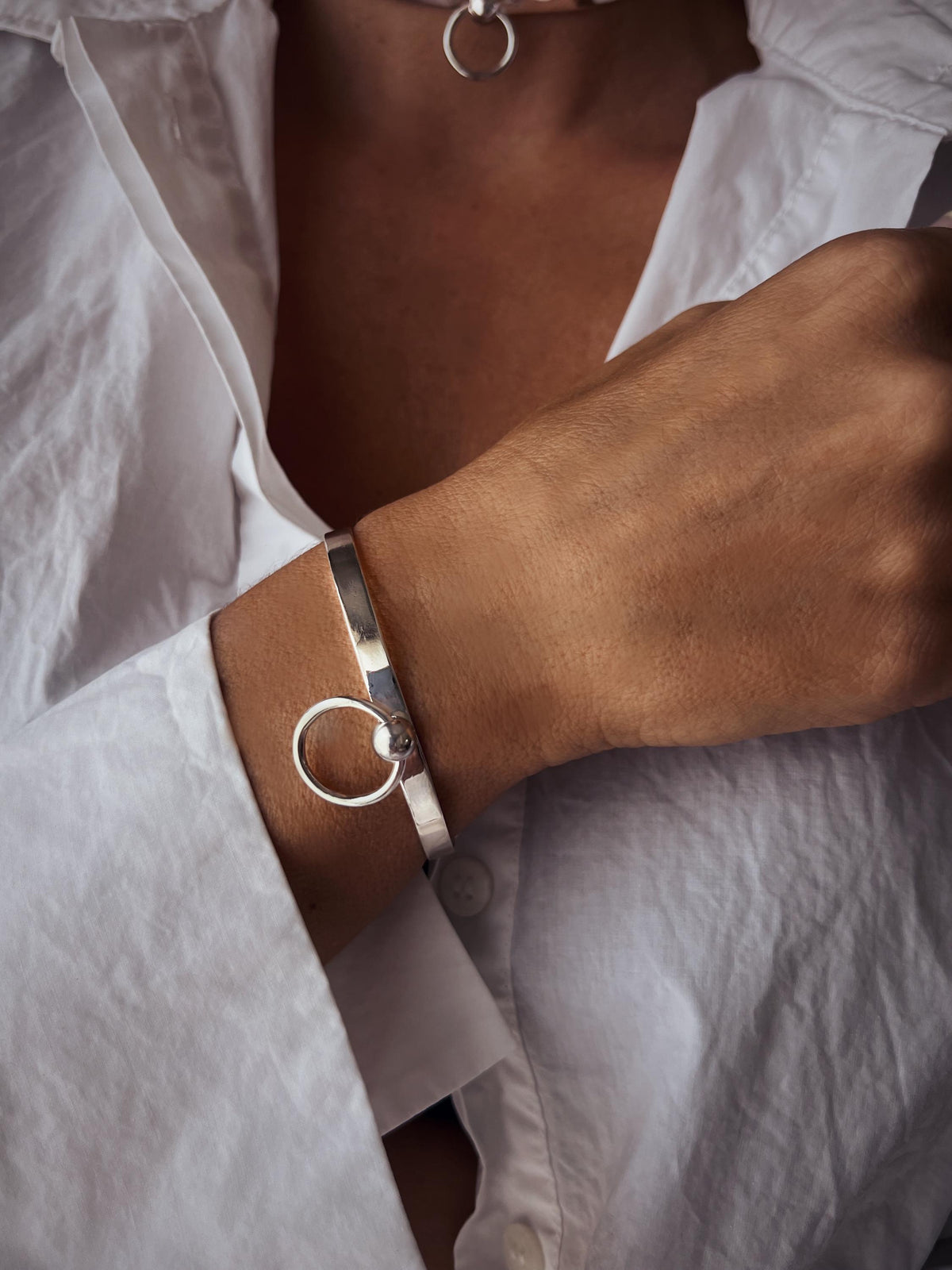 Silver brecelet with hoop - KathyRossJewelry