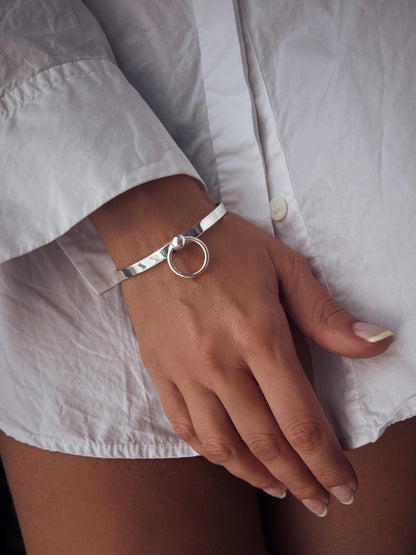 Silver brecelet with hoop - KathyRossJewelry