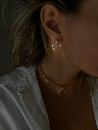 Sterling Silver 925 Hoop Stud Earrings: Minimalist Orb Design - KathyRossJewelry