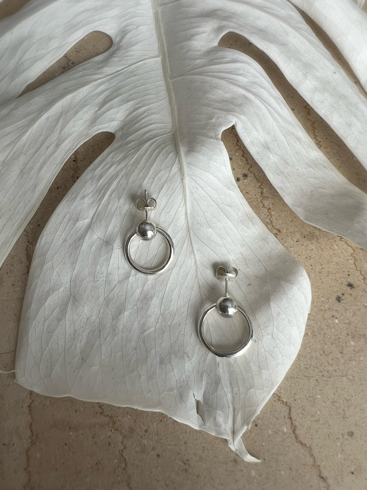 Sterling Silver 925 Hoop Stud Earrings: Minimalist Orb Design - KathyRossJewelry