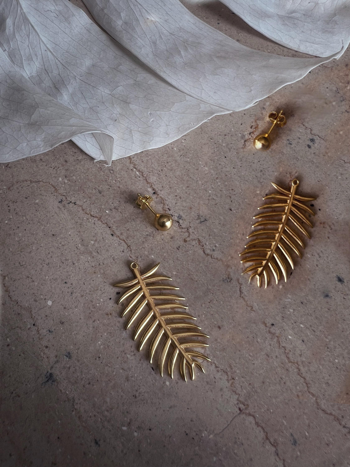 Gold Filled Palm Leaf Earrings: Sterling Silver ear jackets long earrings - KathyRossJewelry
