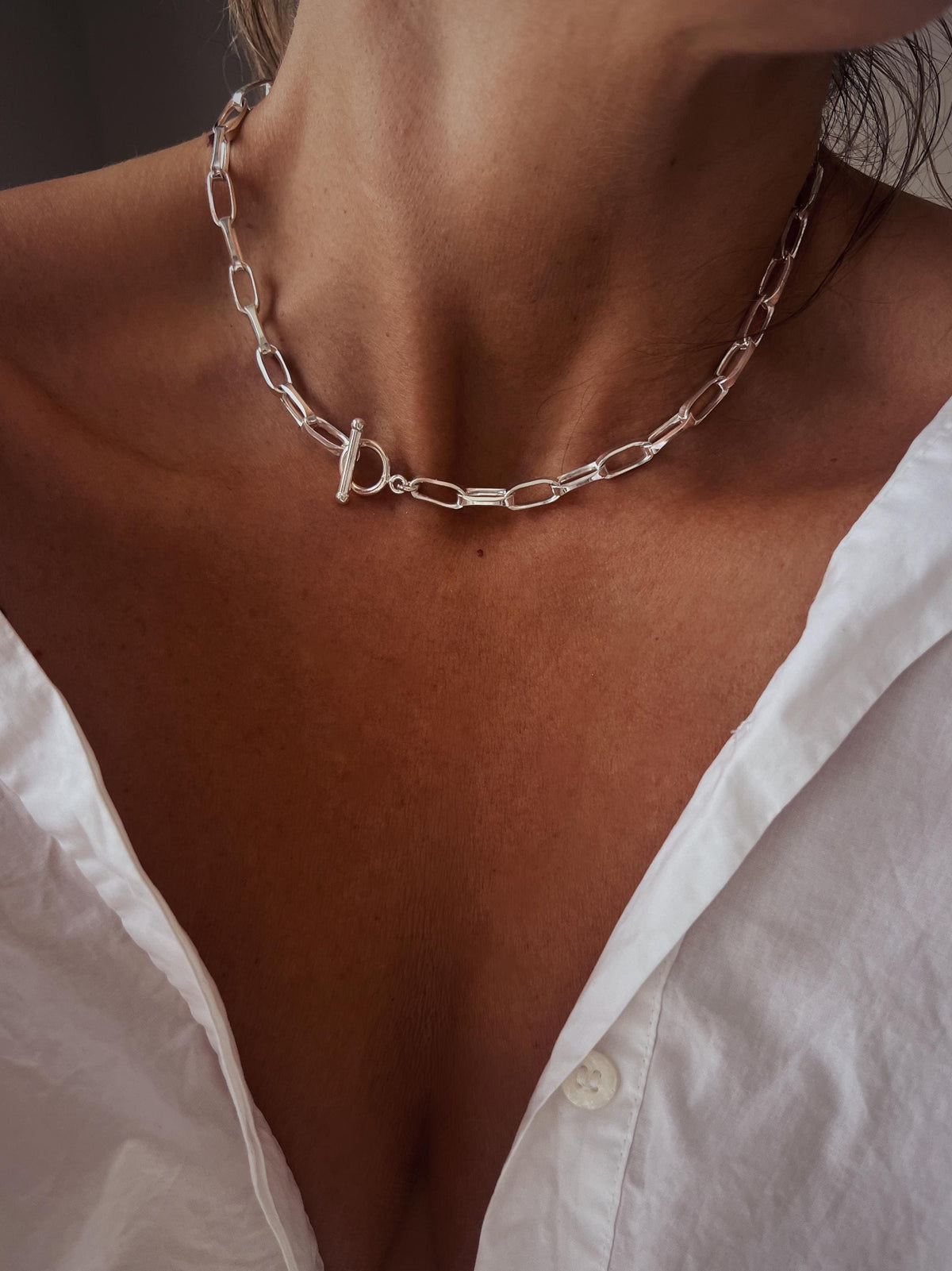 Sterling Silver Paperclip Chain Necklace: Chunky Link Necklace - KathyRossJewelry