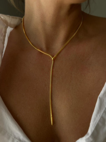 Snake Lariat Necklace: 18K gold filled on sterling silver 925 - KathyRossJewelry