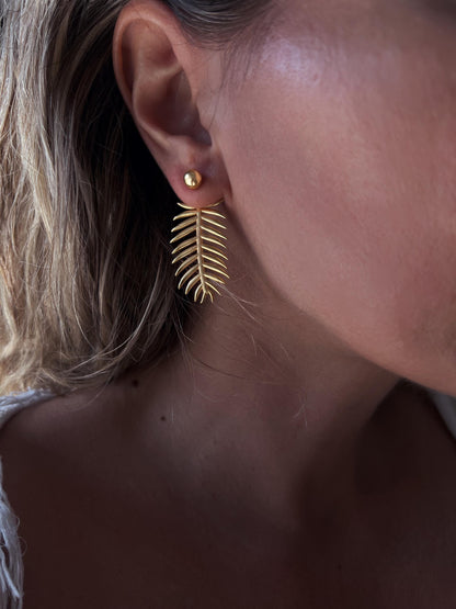 Gold Filled Palm Leaf Earrings: Sterling Silver ear jackets long earrings - KathyRossJewelry