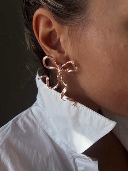 Sterling Silver 925 Bow statement Earrings - KathyRossJewelry
