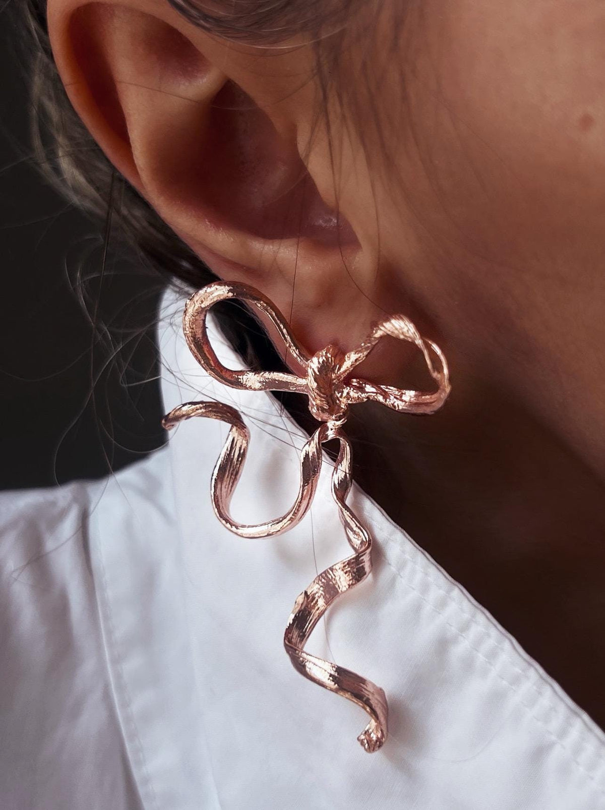 Sterling Silver 925 Bow statement Earrings - KathyRossJewelry