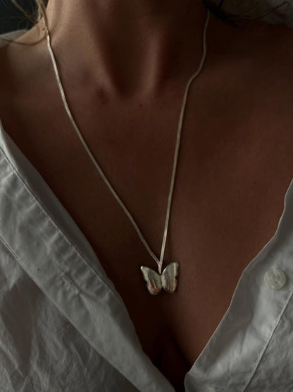 Sterling Silver Butterfly long lariat adjustable necklace - KathyRossJewelry
