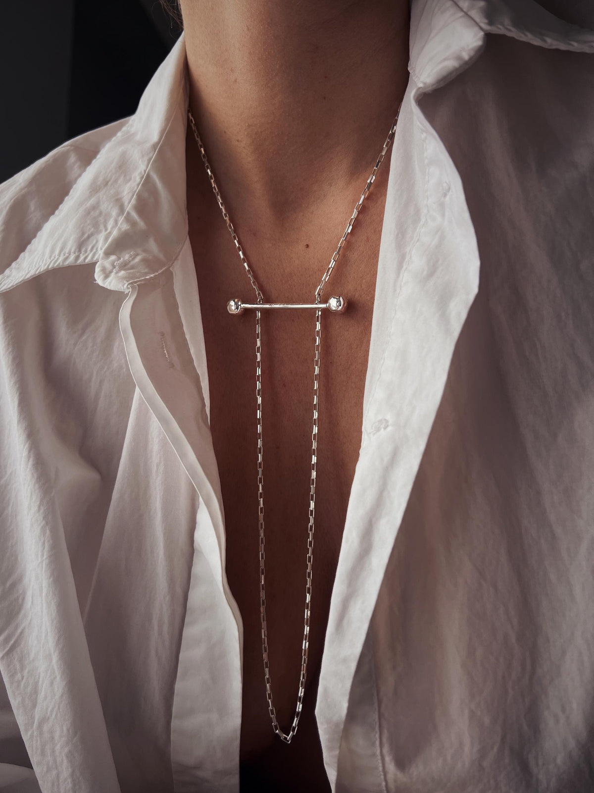 Silver Lariat Necklace: Handmade Minimalist Jewelry - KathyRossJewelry