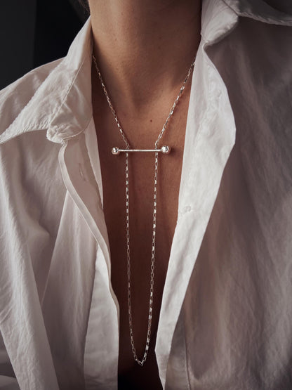 Silver Lariat Necklace: Handmade Minimalist Jewelry - KathyRossJewelry