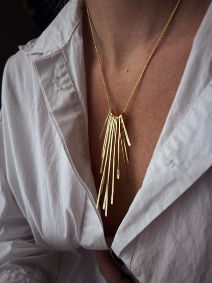 Gold filled Sterling Silver Rays long Necklace - KathyRossJewelry