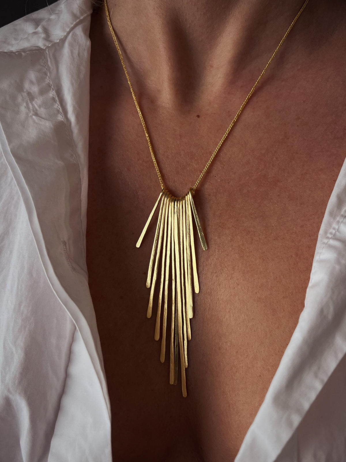 Gold filled Sterling Silver Rays long Necklace - KathyRossJewelry