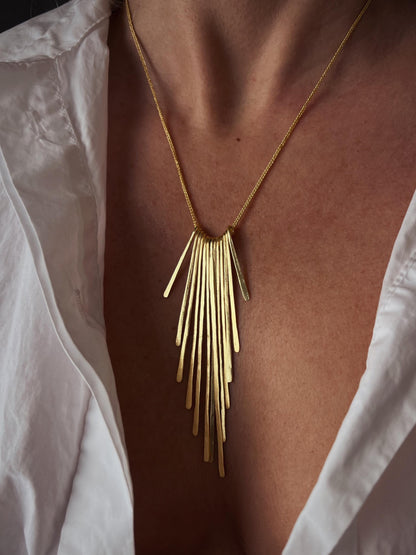 Gold filled Sterling Silver Rays long Necklace - KathyRossJewelry