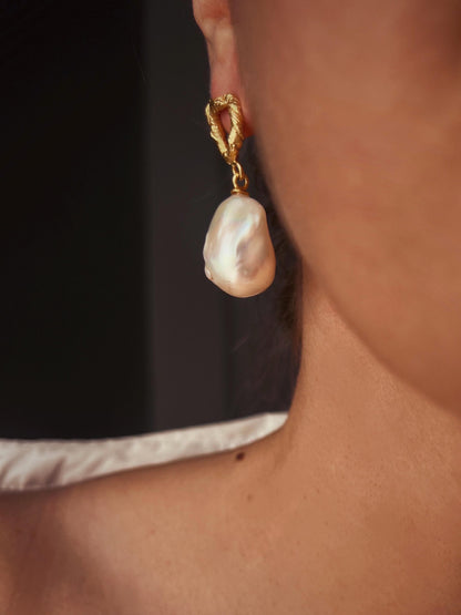 Baroque Pearl Drop Earrings: Gold Filled Sterling Silver Studs - KathyRossJewelry