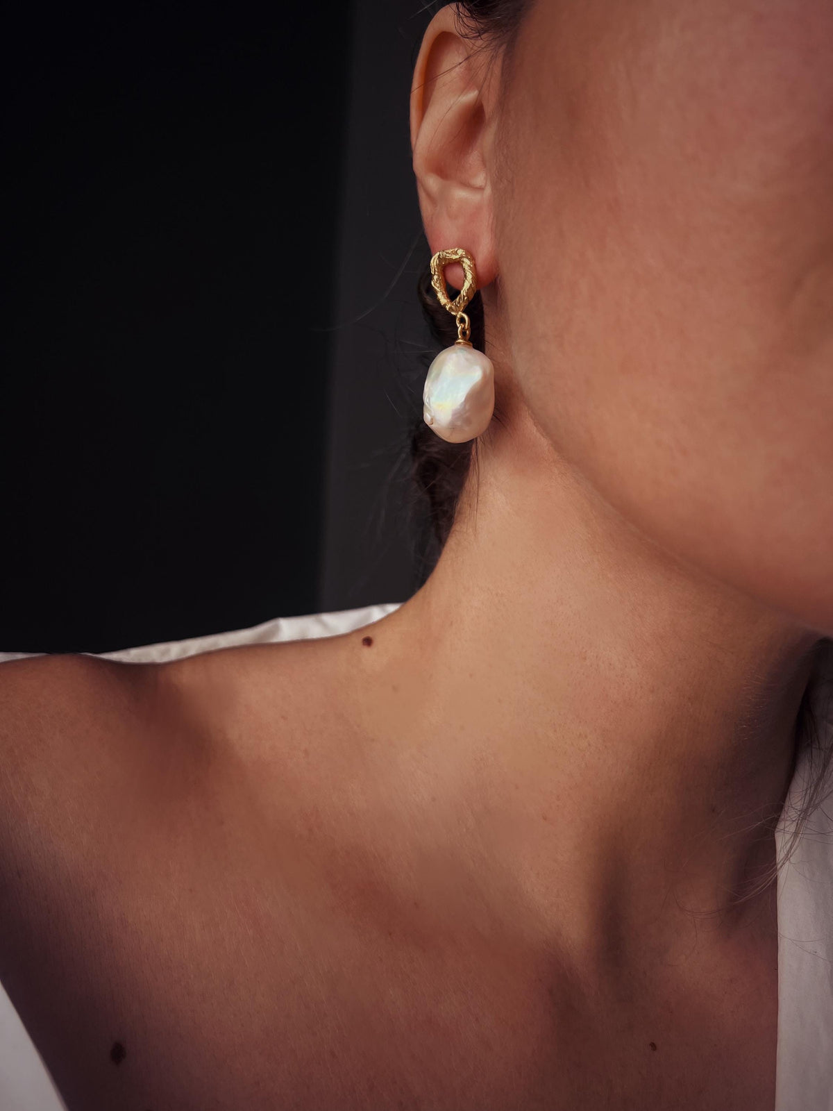 Baroque Pearl Drop Earrings: Gold Filled Sterling Silver Studs - KathyRossJewelry