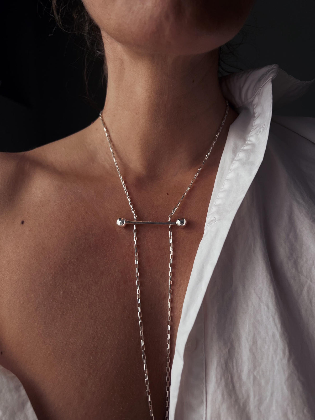 Silver Lariat Necklace: Handmade Minimalist Jewelry - KathyRossJewelry