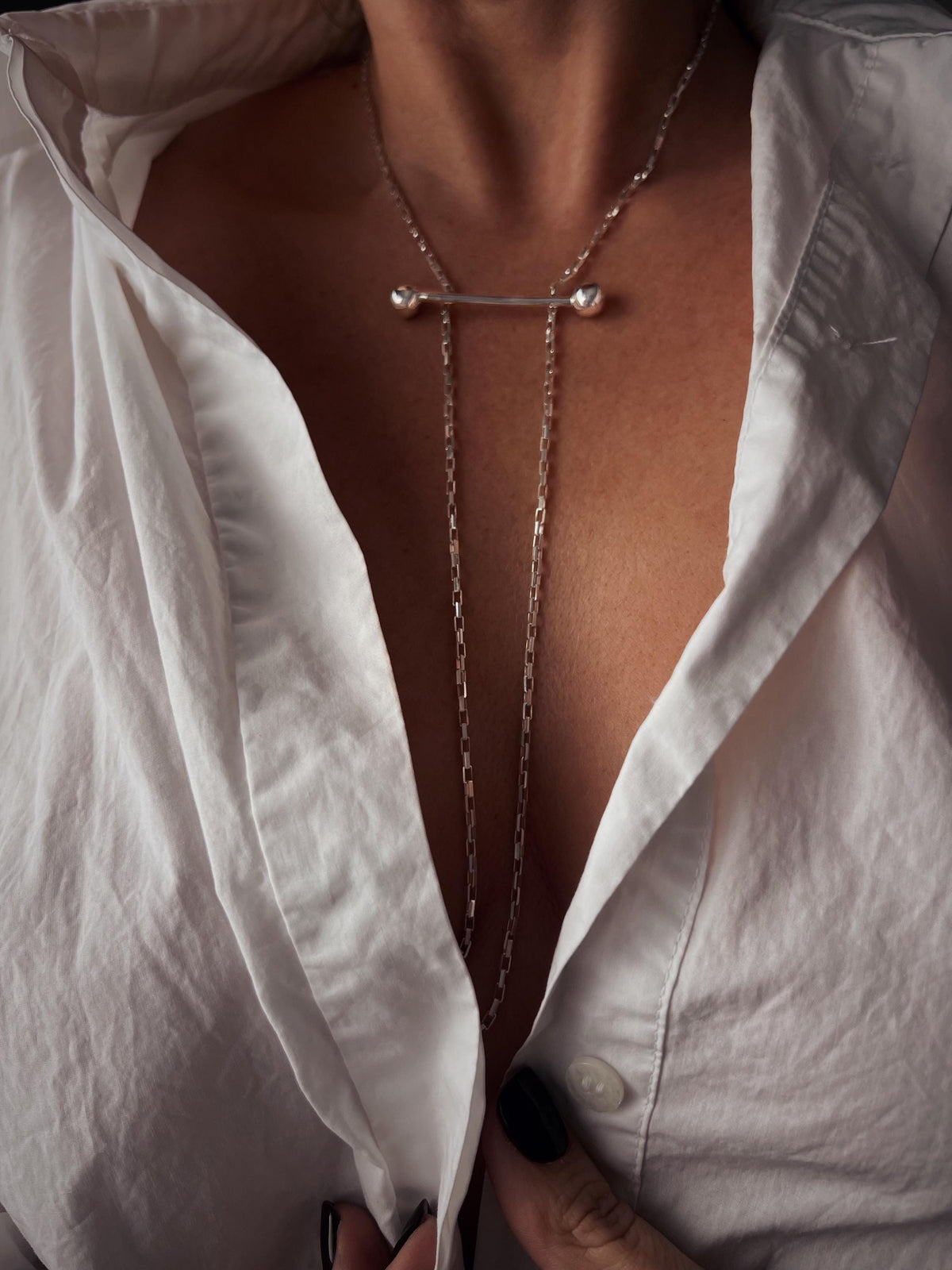 Silver Lariat Necklace: Handmade Minimalist Jewelry - KathyRossJewelry