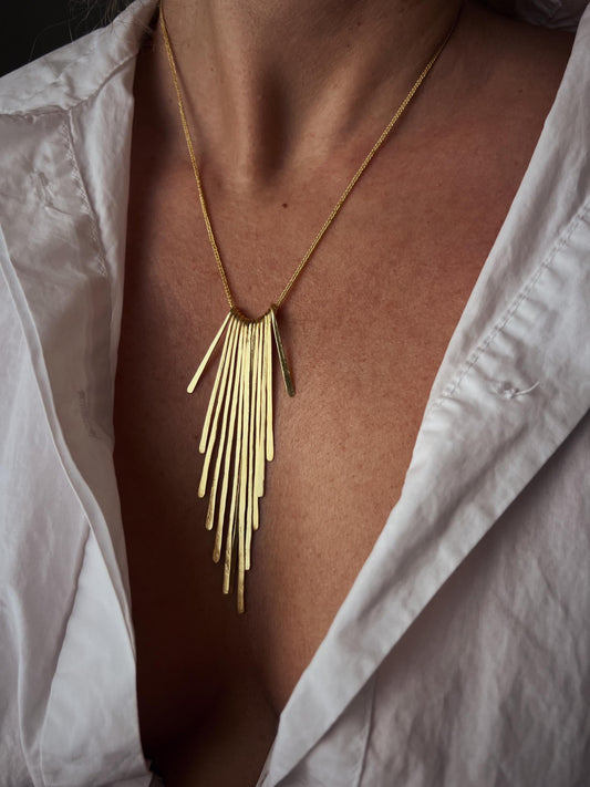 Gold filled Sterling Silver Rays long Necklace - KathyRossJewelry