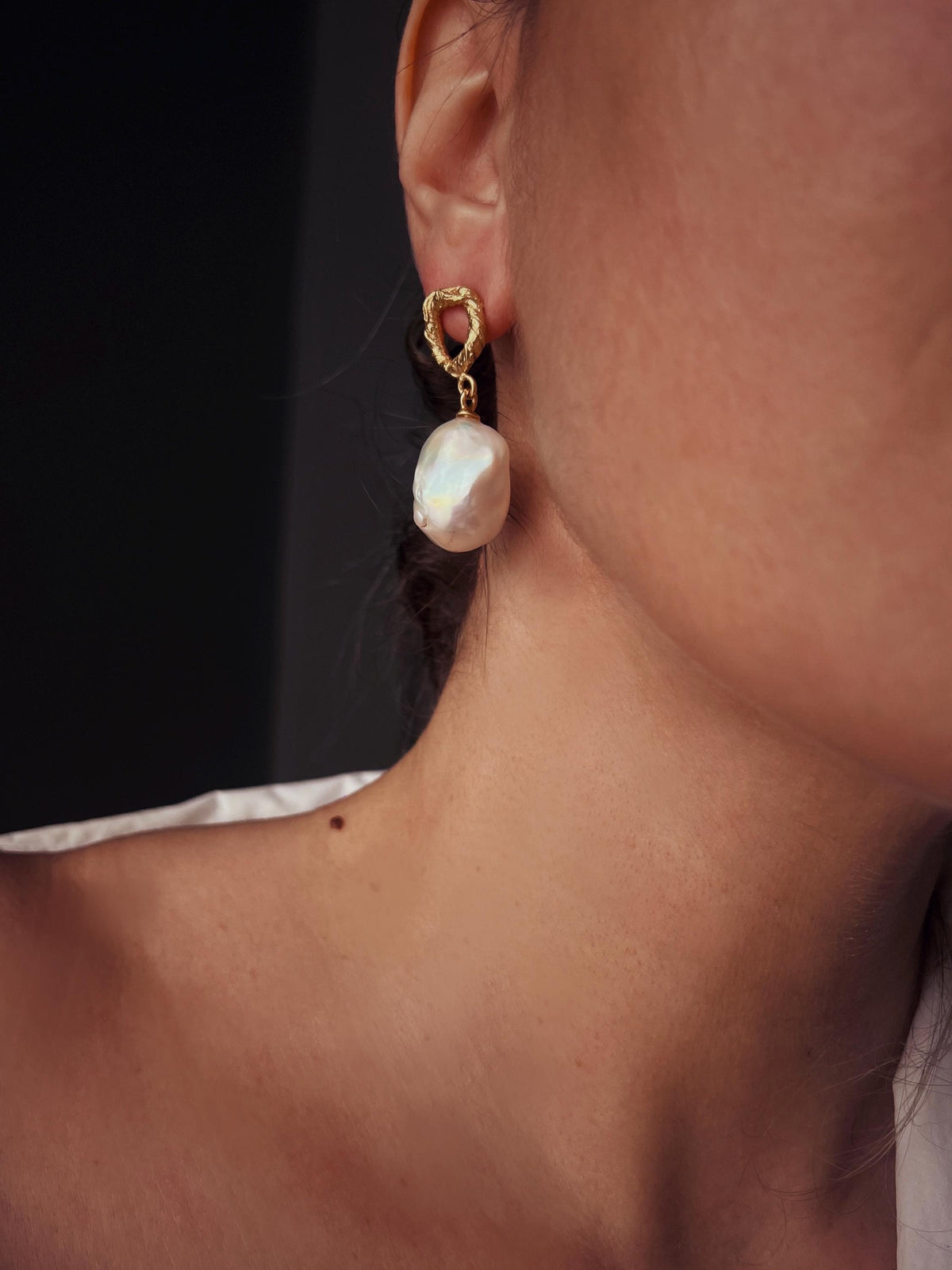 Baroque Pearl Drop Earrings: Gold Filled Sterling Silver Studs - KathyRossJewelry