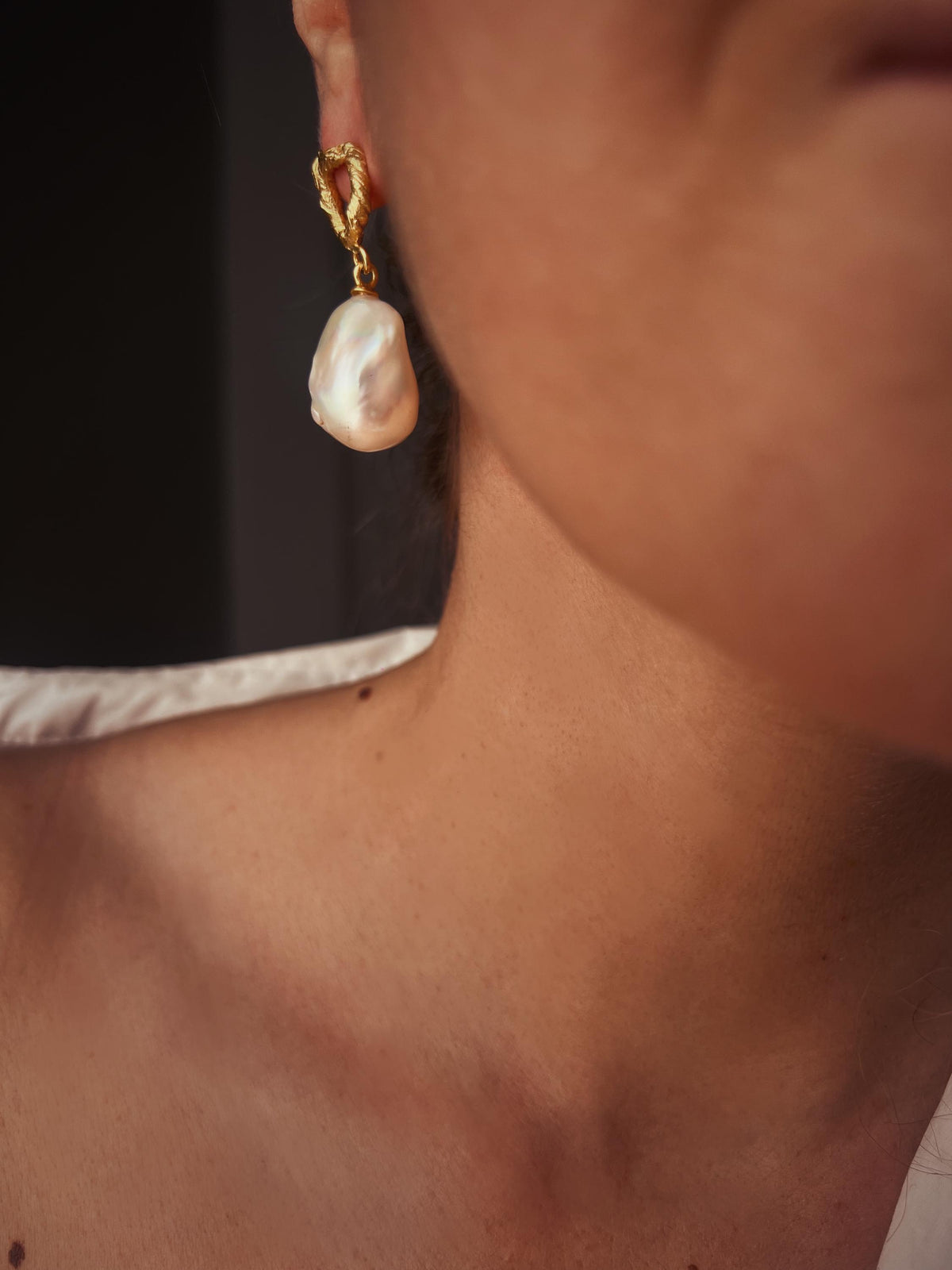 Baroque Pearl Drop Earrings: Gold Filled Sterling Silver Studs - KathyRossJewelry