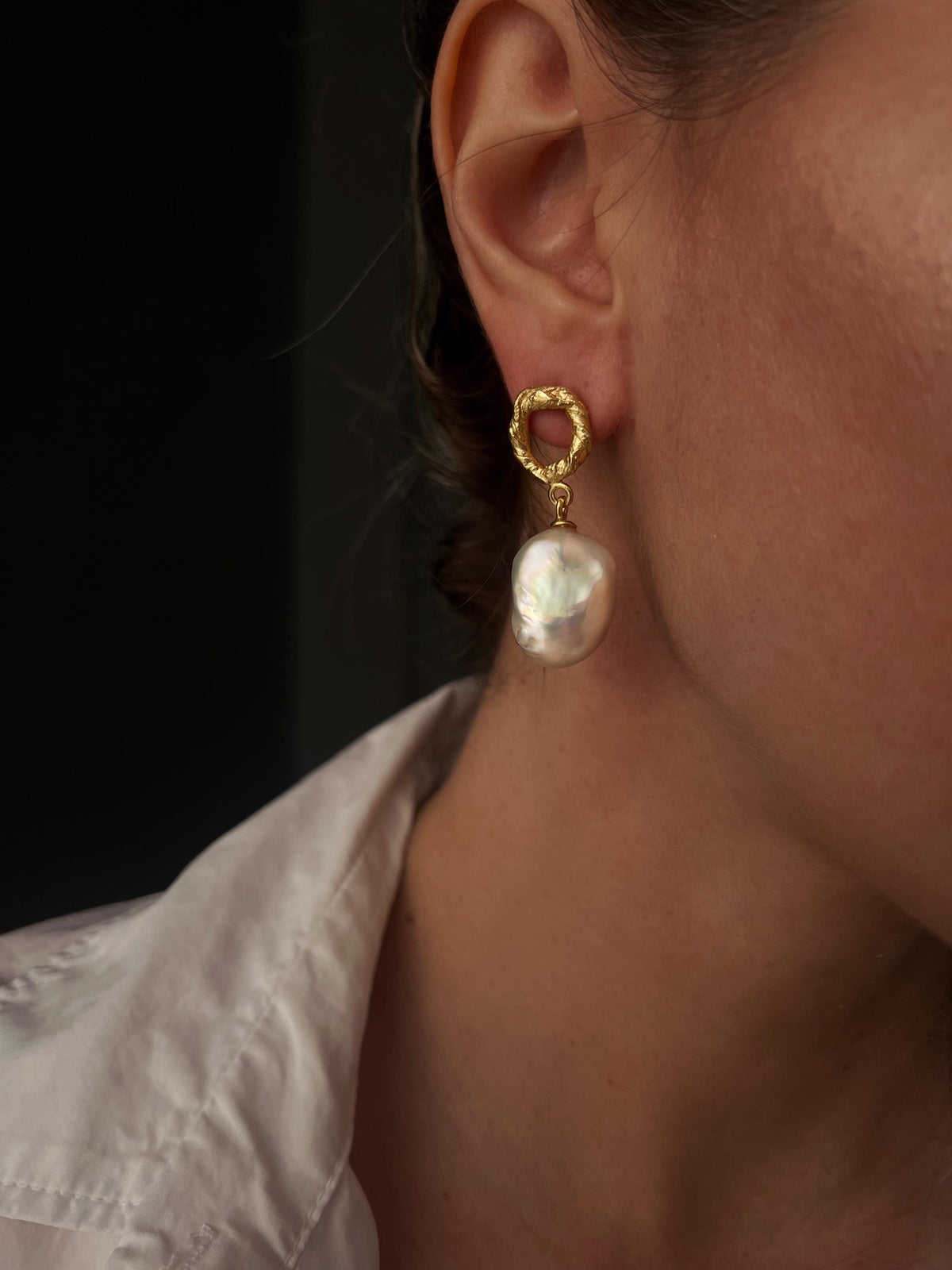 Baroque Pearl Drop Earrings: Gold Filled Sterling Silver Studs - KathyRossJewelry