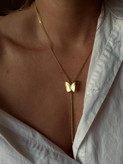 Sterling Silver Butterfly long lariat adjustable necklace - KathyRossJewelry