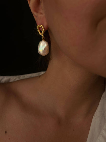 Baroque Pearl Drop Earrings: Gold Filled Sterling Silver Studs - KathyRossJewelry