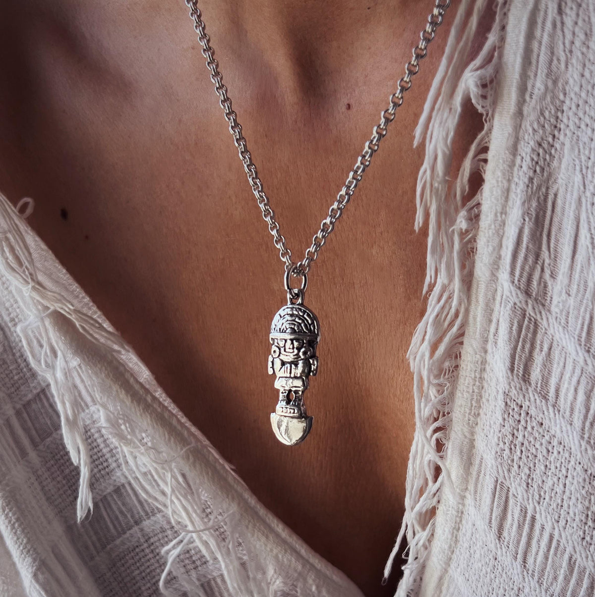 Sterling Silver Tumi Necklace: Inca Talisman Pendant - KathyRossJewelry