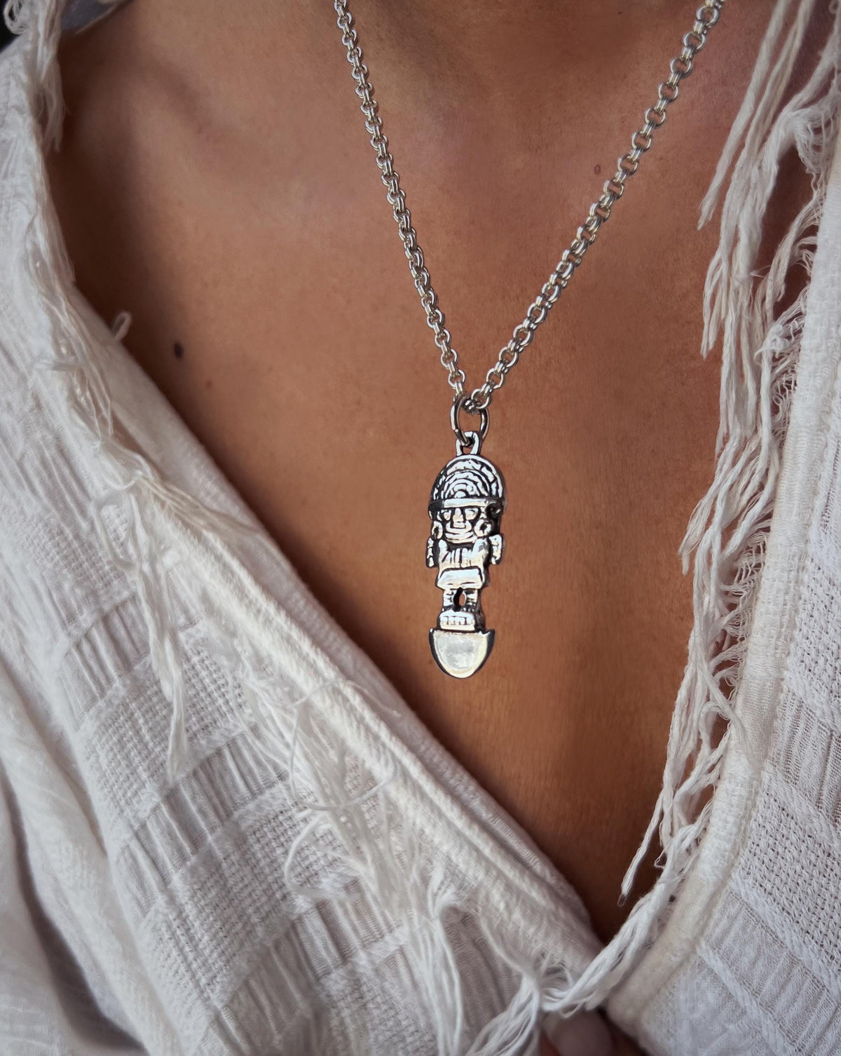 Sterling Silver Tumi Necklace: Inca Talisman Pendant - KathyRossJewelry