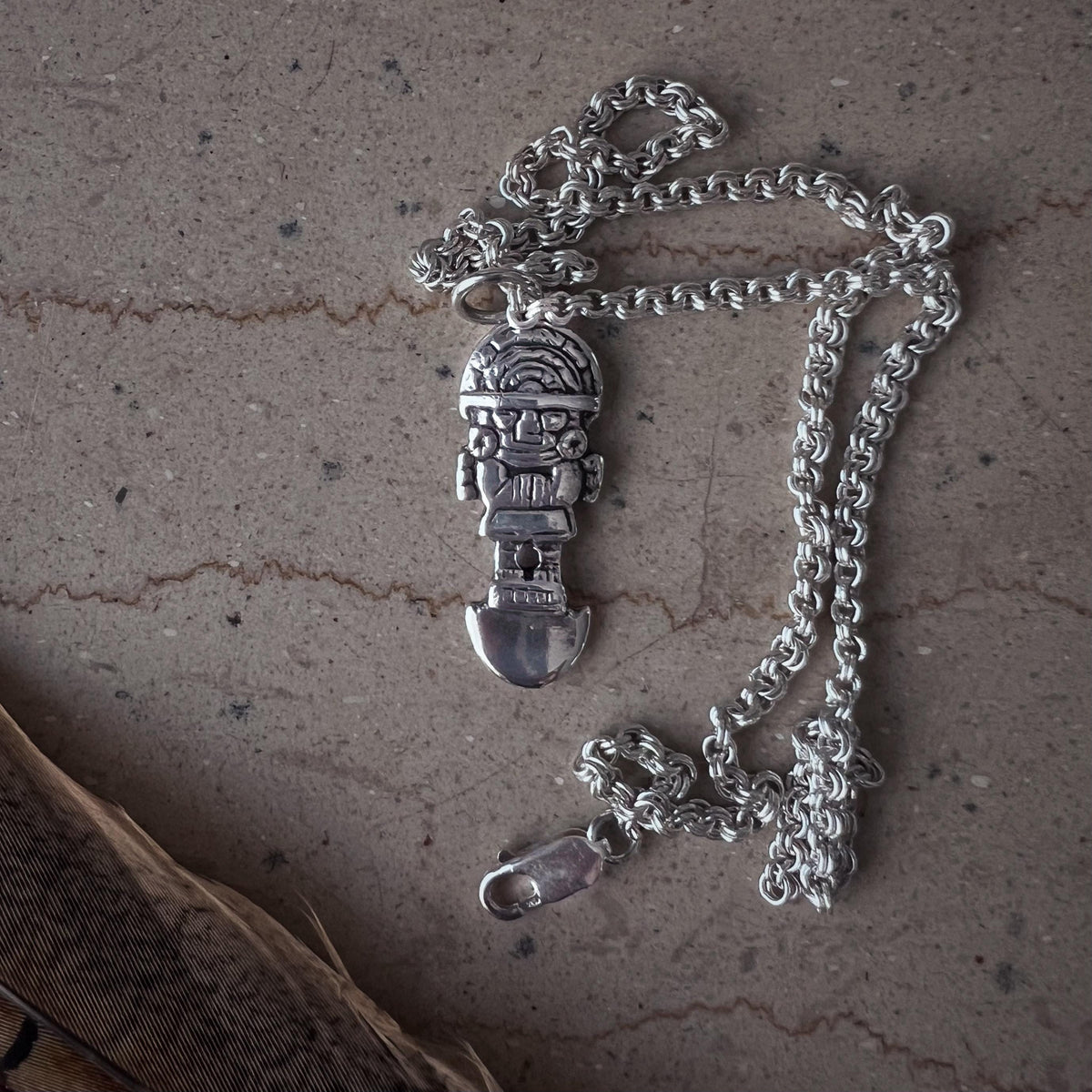 Sterling Silver Tumi Necklace: Inca Talisman Pendant - KathyRossJewelry