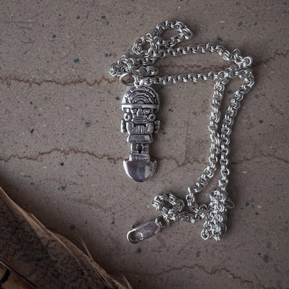 Sterling Silver Tumi Necklace: Inca Talisman Pendant - KathyRossJewelry