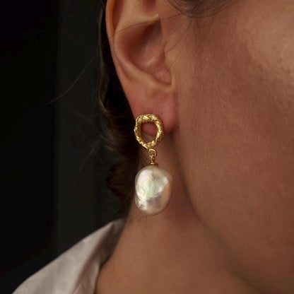Baroque Pearl Drop Earrings: Gold Filled Sterling Silver Studs - KathyRossJewelry