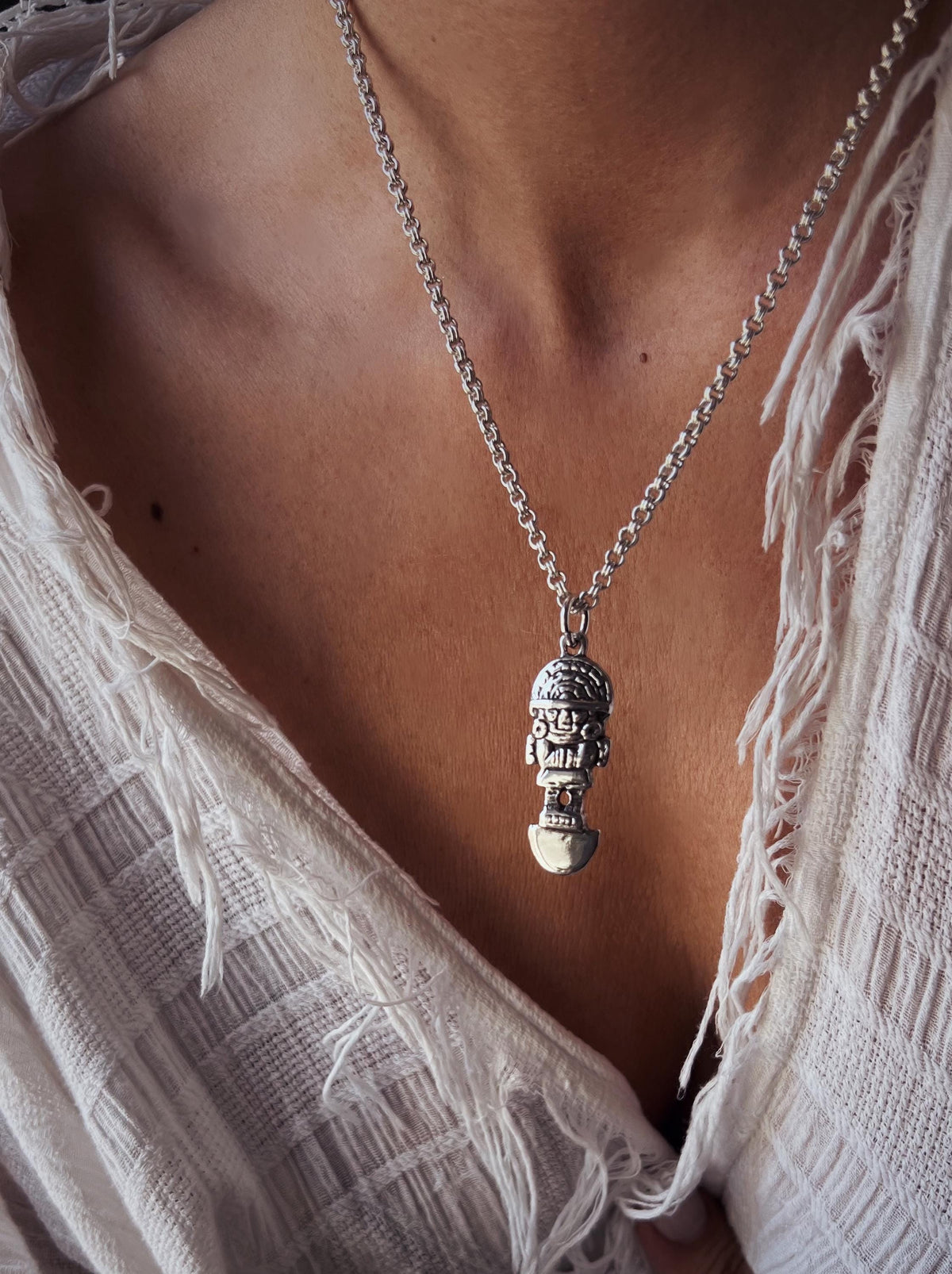 Sterling Silver Tumi Necklace: Inca Talisman Pendant - KathyRossJewelry