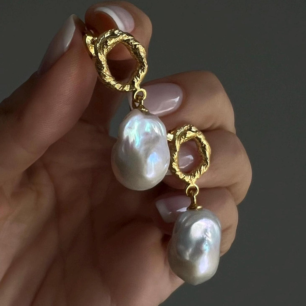 Baroque Pearl Drop Earrings: Gold Filled Sterling Silver Studs - KathyRossJewelry