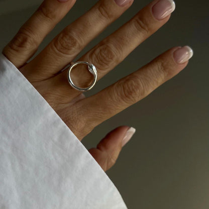 Solid sterling Silver Ouroboros Snake Ring: hollow ring - KathyRossJewelry